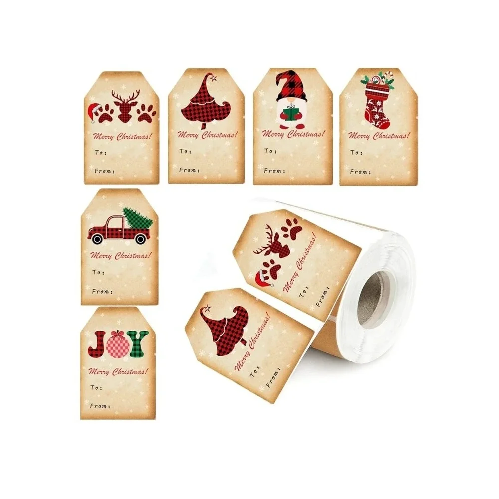 Christmas Gift‎ Tag Stickers Roll Merry Christmas To From Labels